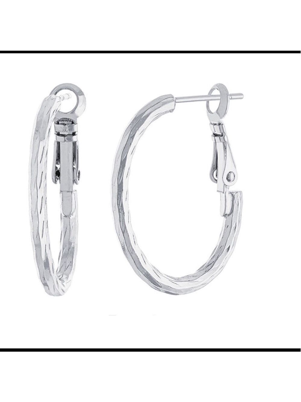 Pure Silver Over Brass Hoop Earrings